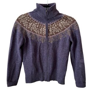 Eddie Bauer Collections Nordic Fair Isle Lambswool Zip Up Jacket